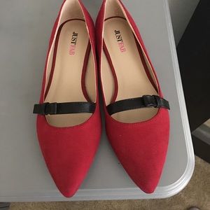 Just Fab red and black flats.
