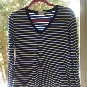 Lacoste blue & shite striped Long Sleeve Shirt