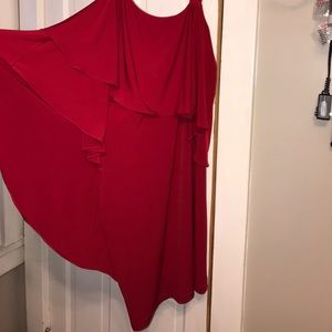 London Times one shoulder red dress