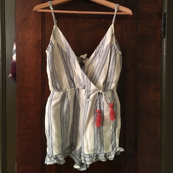 Tularosa Pants - Tularosa chambray striped romper with back zipper.