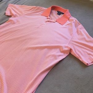 Brooks Brothers orange striped polo