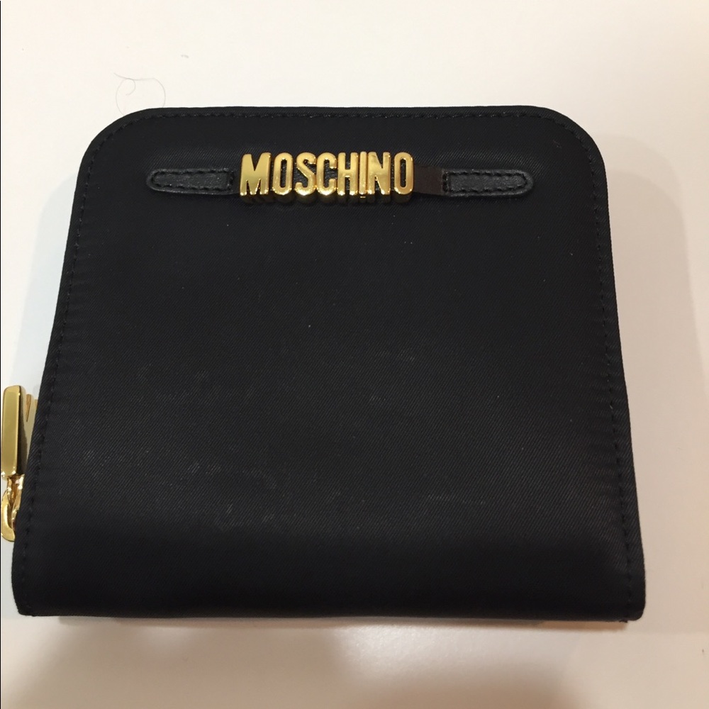 Moschino Black Nylon Leather interior Wallet.