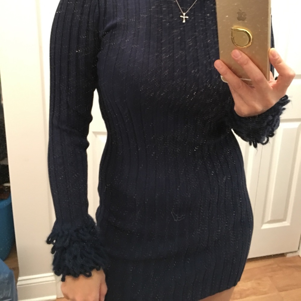 Dark navy dress size M spandex unique point wrist - Picture 3 of 7