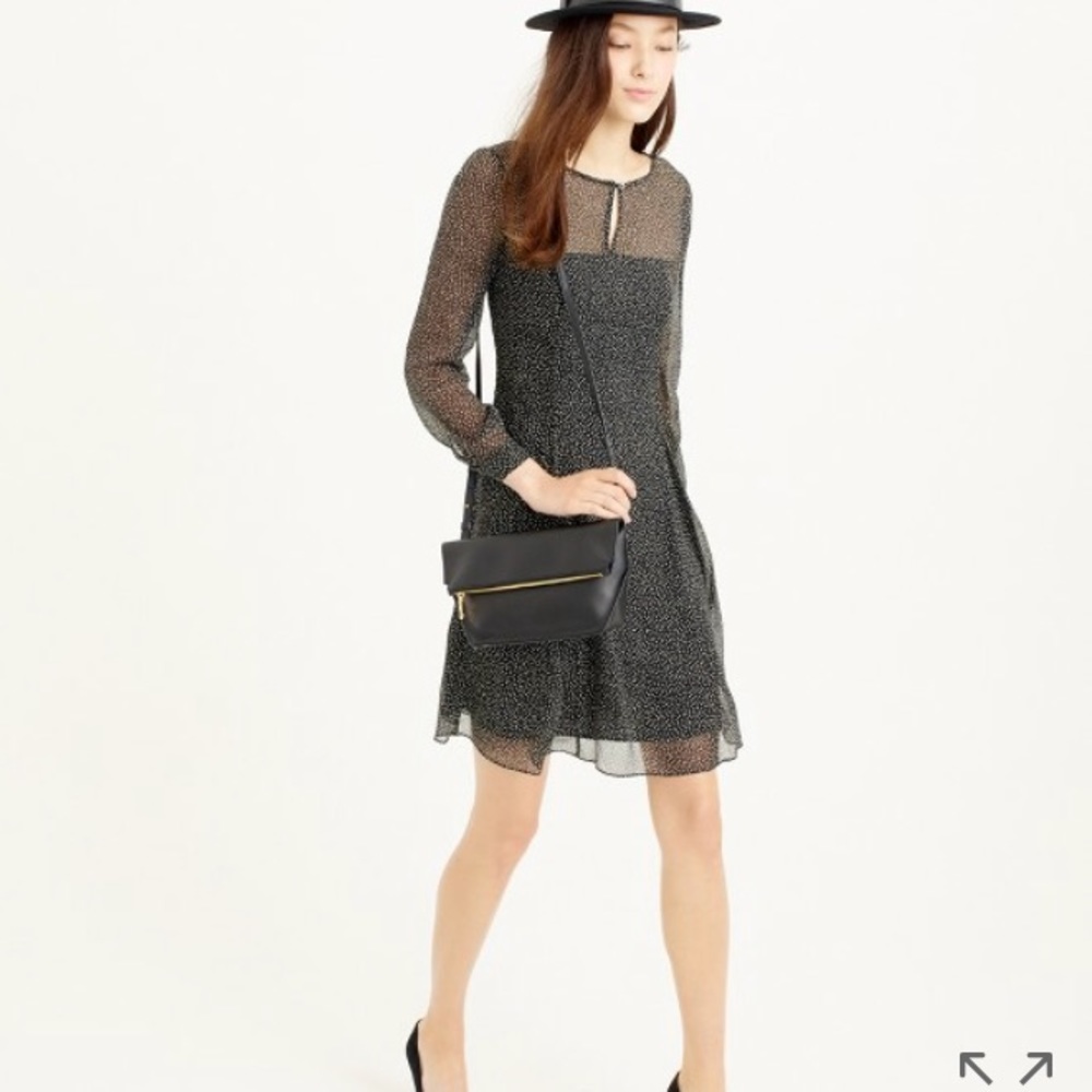 SOLD JCREW SPECKLED CHIFFON DRESS BLACK size 6