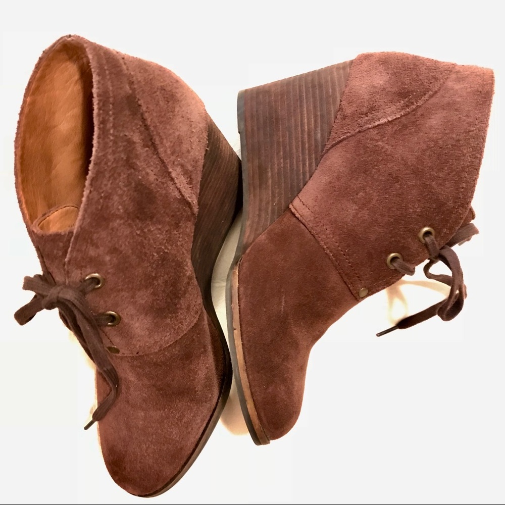 Lucky Brand  Suede Wedge Booties Size 10