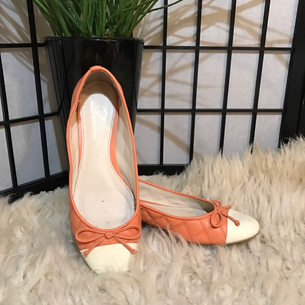 💖Delman Leather Ballet Flats Melon Cream Size 7