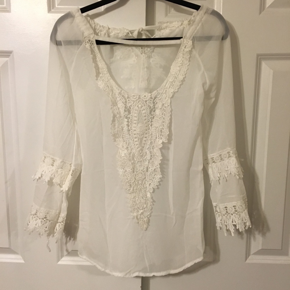 🆕 White sheer lace beach tunic