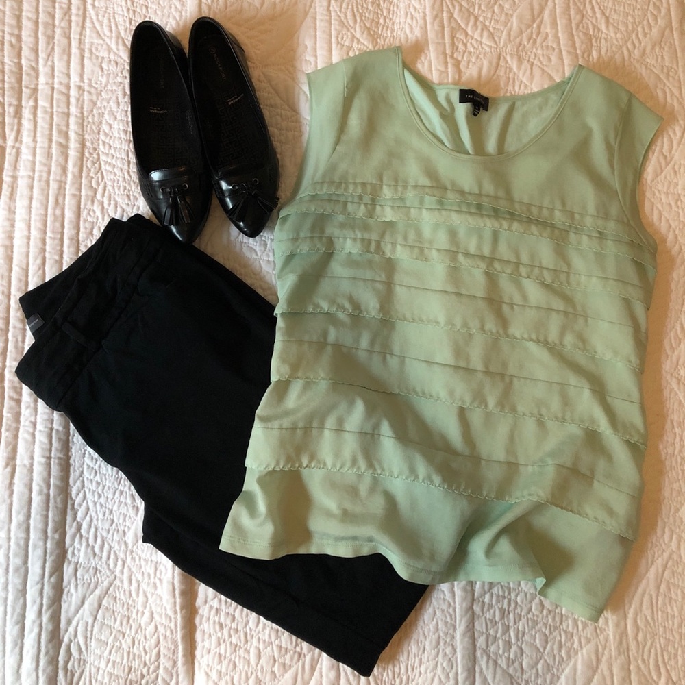 Pale Green Ruffled Blouse