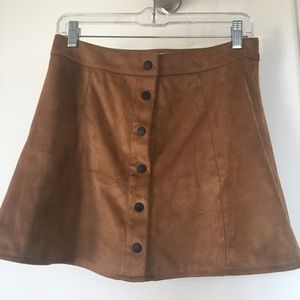 Suede button-up skirt