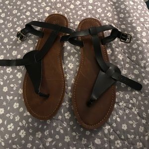 Black leather sandals