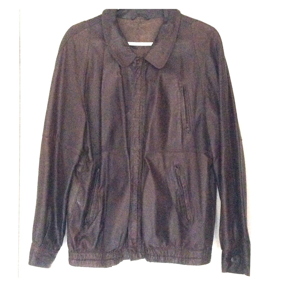 Brown Italian Leather Bomber Jacket