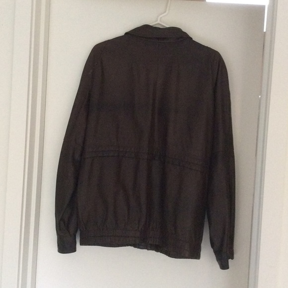 Brown Italian Leather Bomber Jacket - Picture 2 of 2