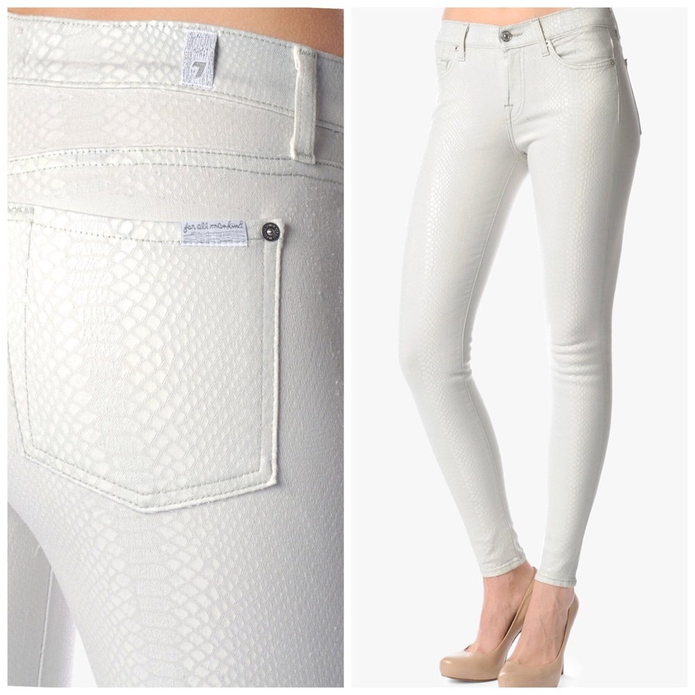 7 for All Mankind Skinny Jean in Clear White Snake