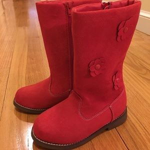Girls red suede boots