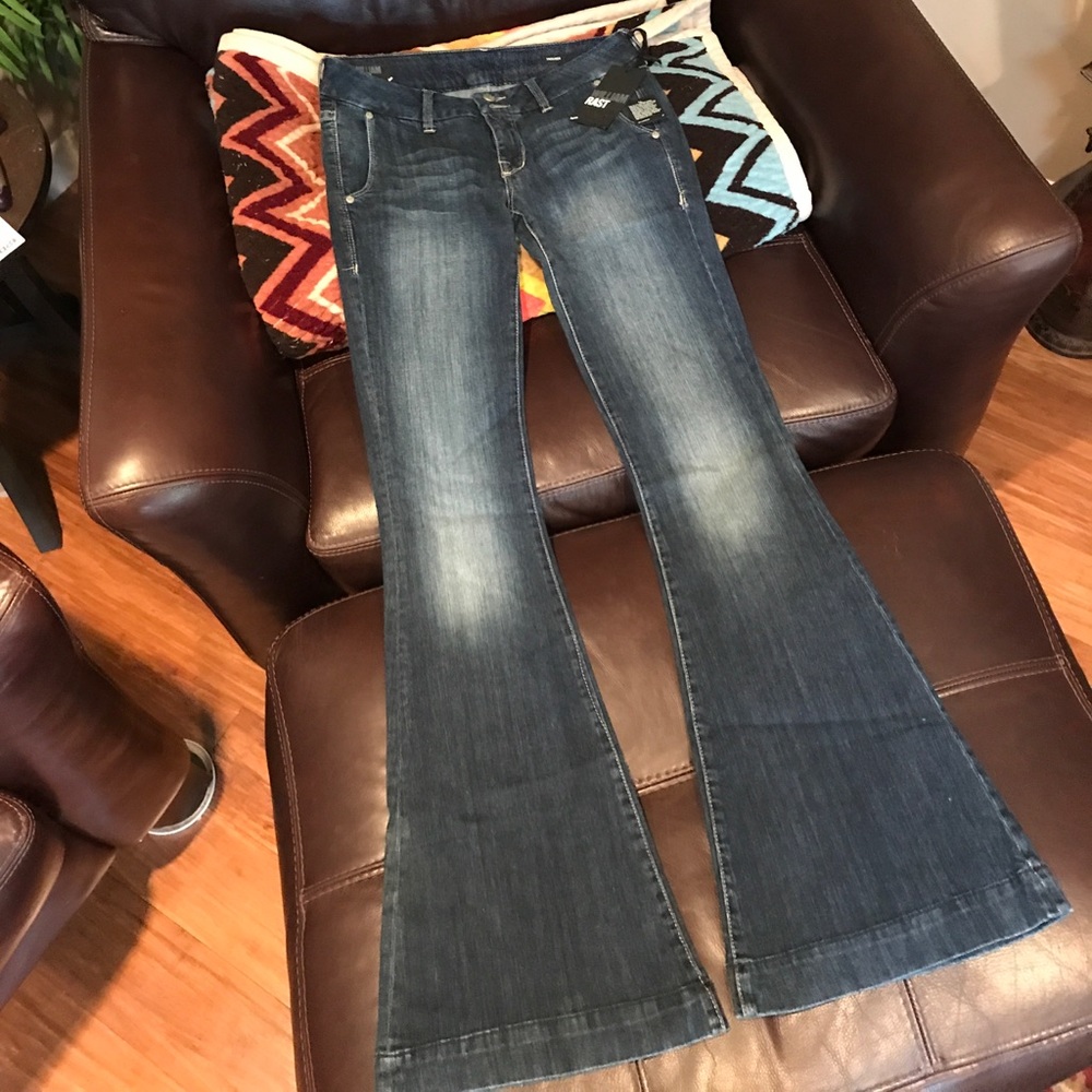 William Rast low rise flare leg denim trousers