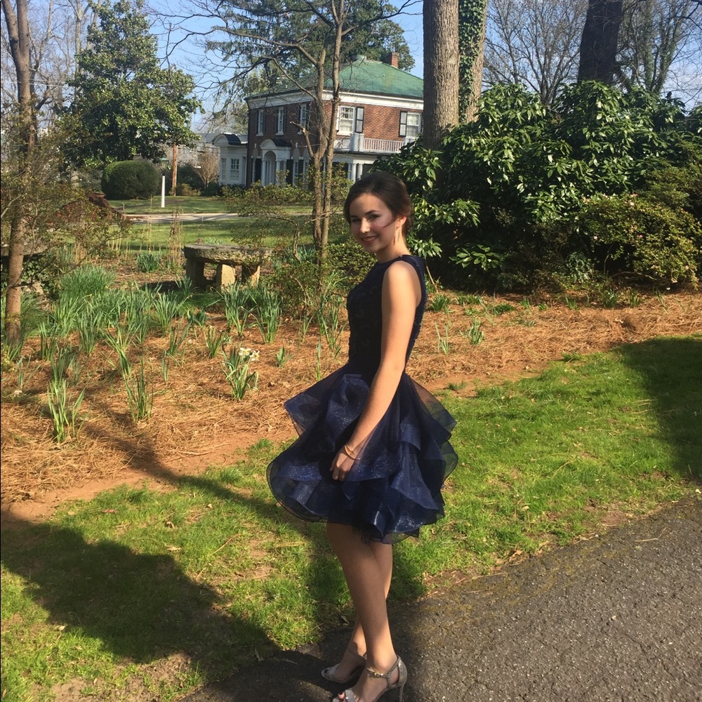 JVN by Jovani 47388 navy short homecoming dress