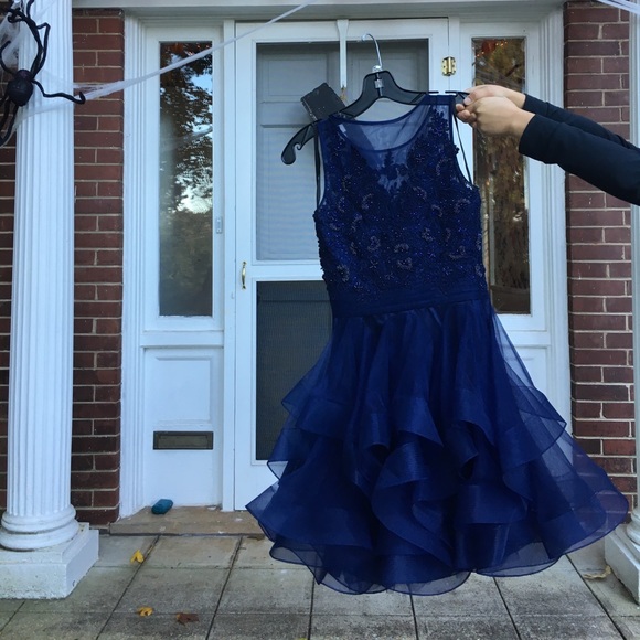 JVN by Jovani 47388 navy short homecoming dress - Picture 4 of 8