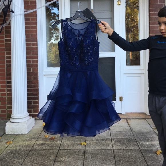 JVN by Jovani 47388 navy short homecoming dress - Picture 6 of 8