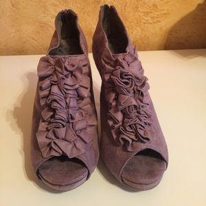 Fergie Purple Peep Toe Shoe Booties