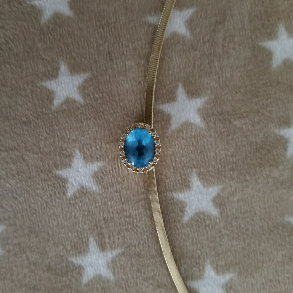 14k omega topaz slide necklace