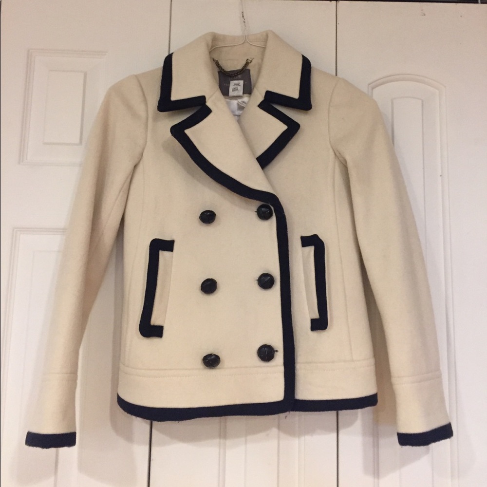J. Crew cream wool pea coat