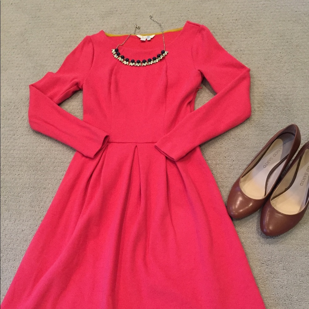 Boden, size 6 long sleeve pink dress