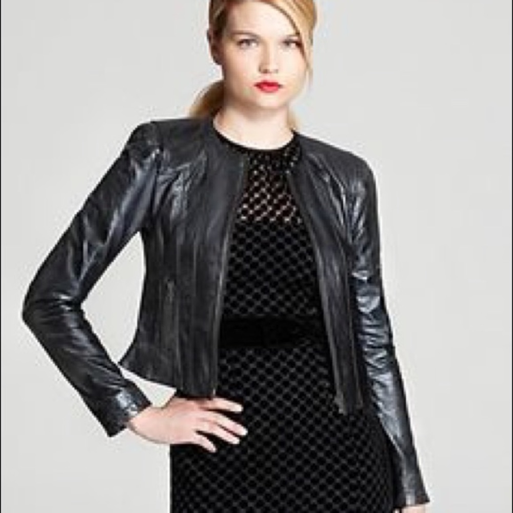 Nanette Lepore Leather Moto Jacket w/corset detail