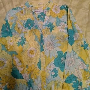 Alfred Dunner Cotton Floral Blouse