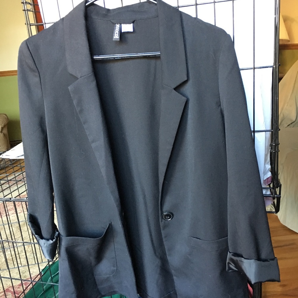 Divided H&M long black blazer sz 8