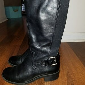 Anne Klein Black Leather Calf Boots