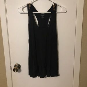 Black Tank Top with Gold Embellishment