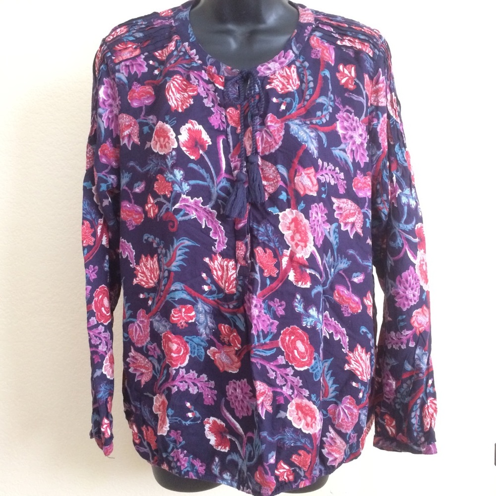 Lucky Brand floral peasant top size Large