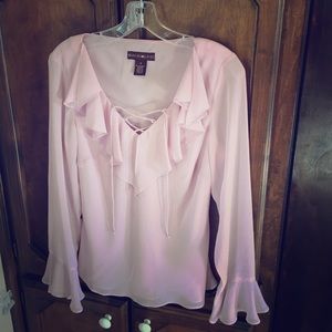 Pink chiffon vintage looking blouse.