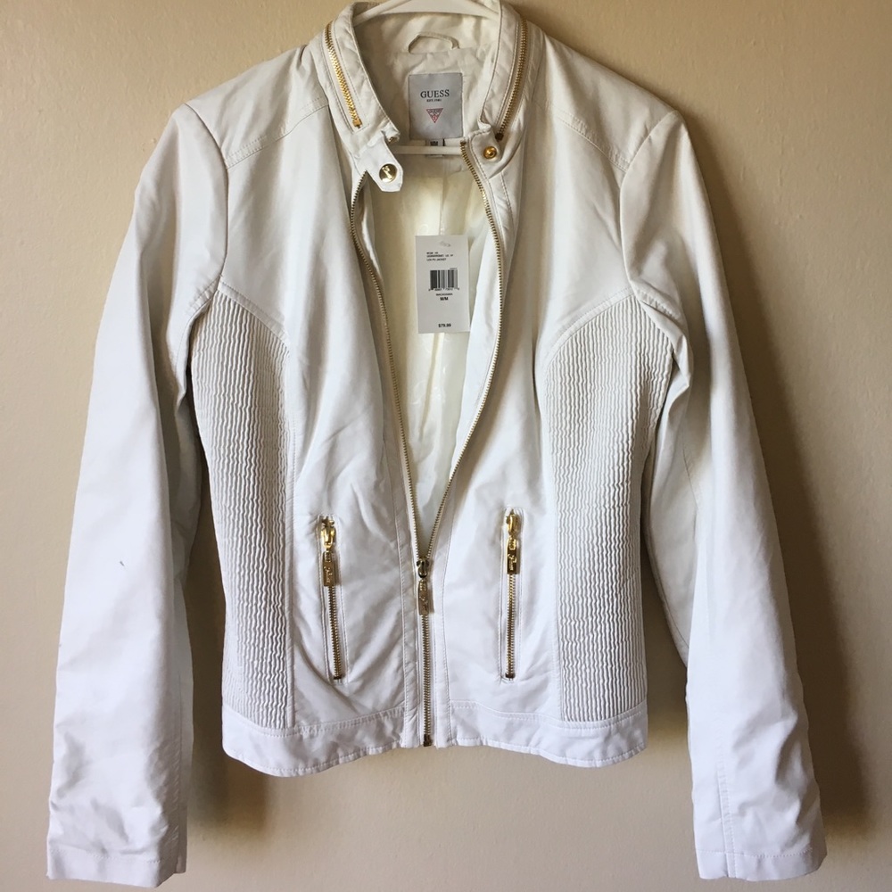 Guess Faux leather cream color jacket.New with tag