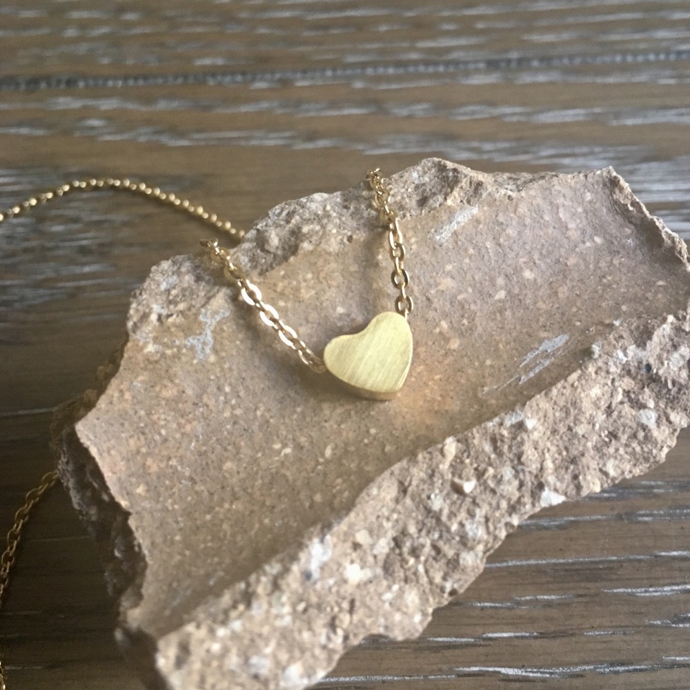 Dainty Heart Layering Necklace Gold Rose Gold - Picture 3 of 7