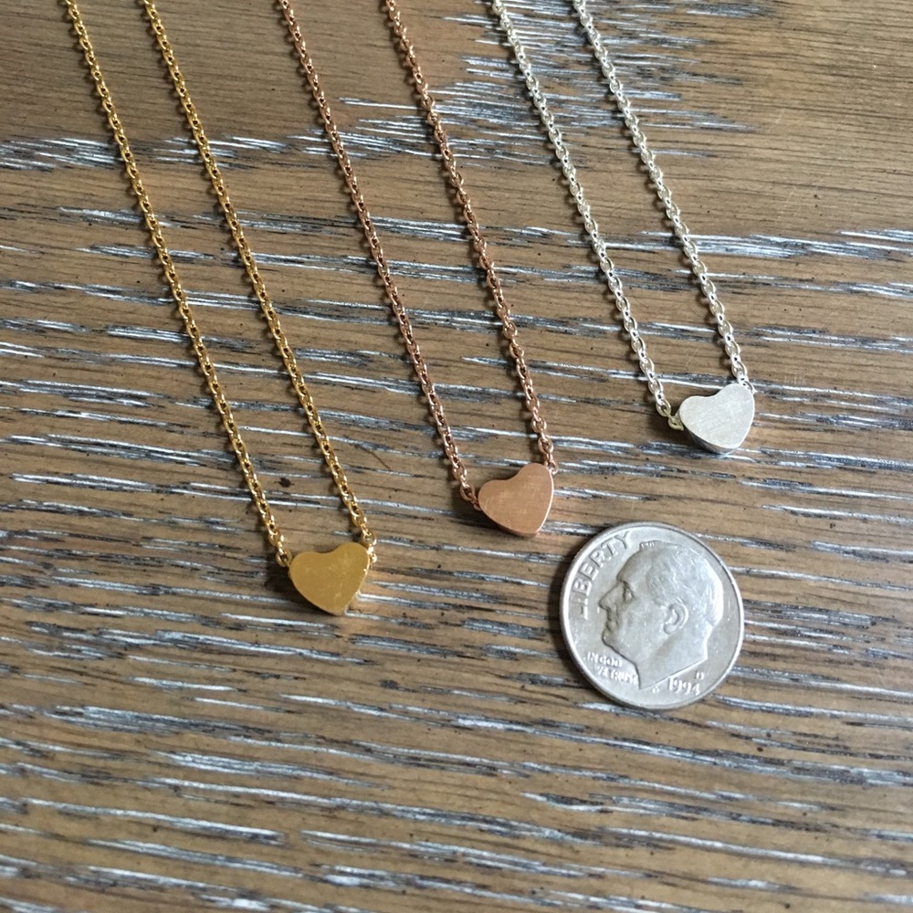 Dainty Heart Layering Necklace Gold Rose Gold - Picture 2 of 7