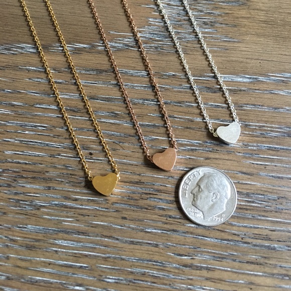 Dainty Heart Layering Necklace Gold Rose Gold - Picture 2 of 7