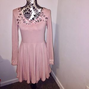 Free People light pink lace back skater dress
