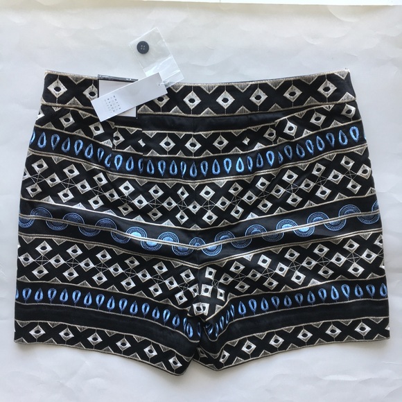 Dressy blue black  embroidered shorts - Picture 2 of 3