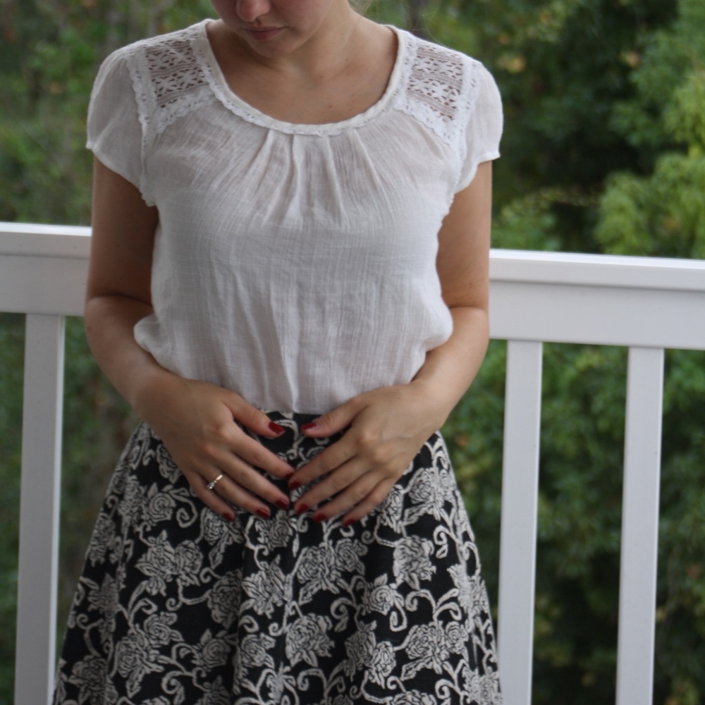 Cream Lace Accent Top