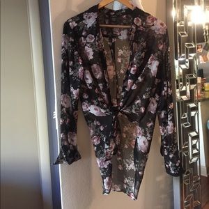 Tie front floral Blouse
