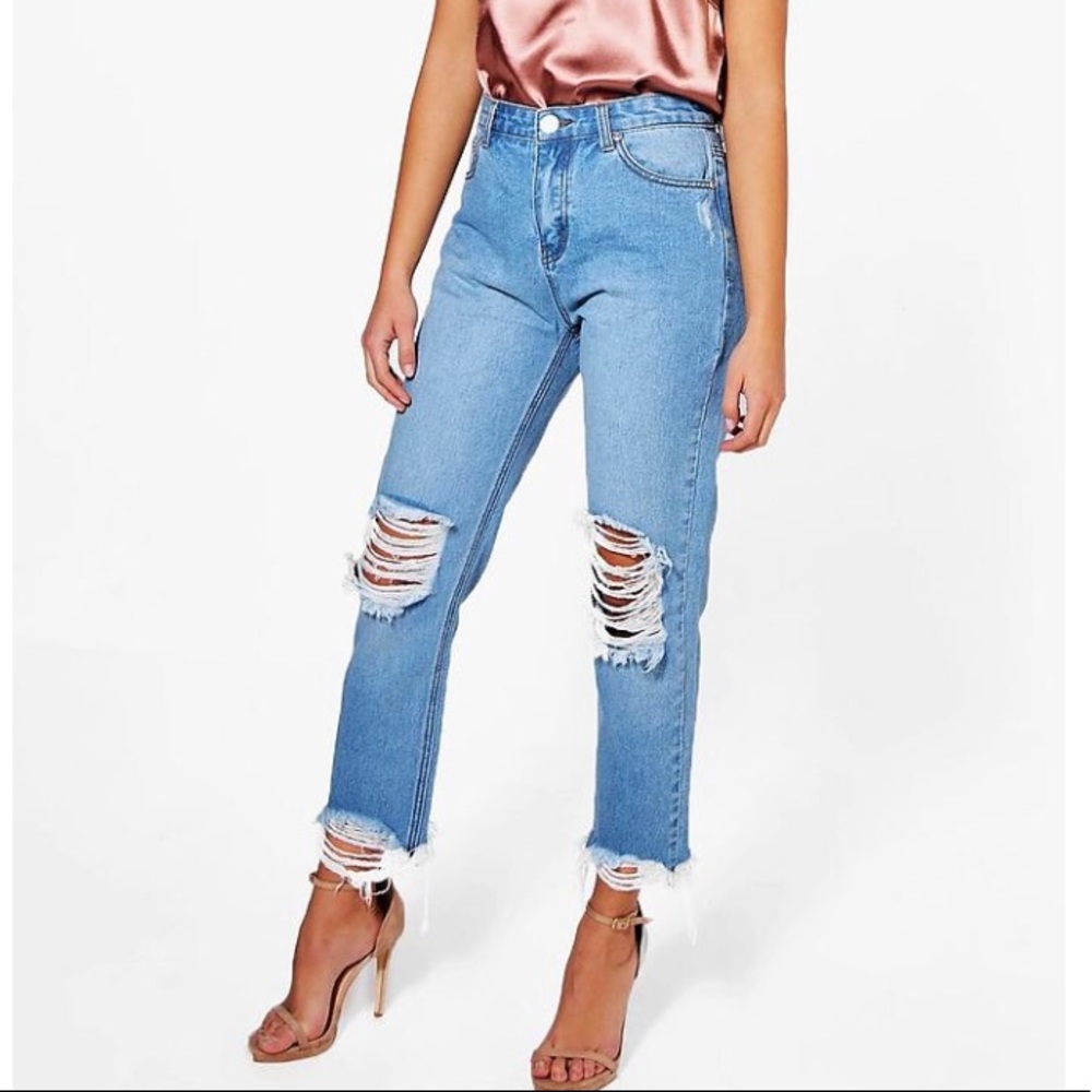 NWT Hattie high rise destroyed hem jeans 2