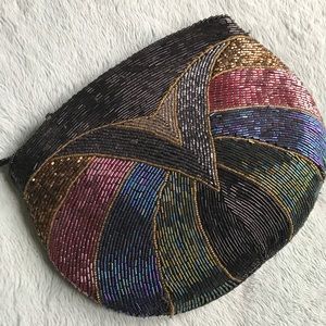 Retro 80s and 90s style beaded wallet clutch