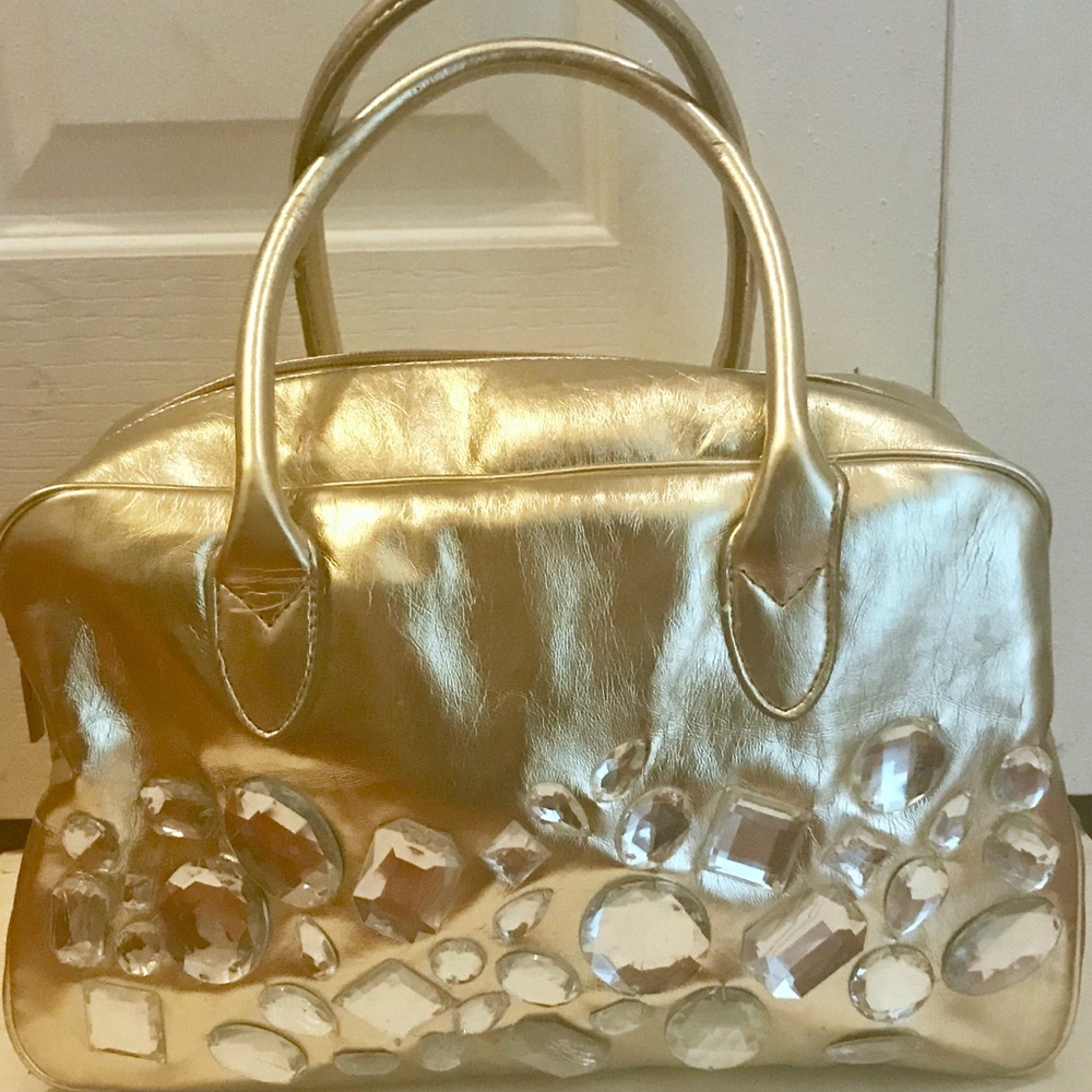 💰Sale💰Gold Metallic Rhinestone Satchel Bag