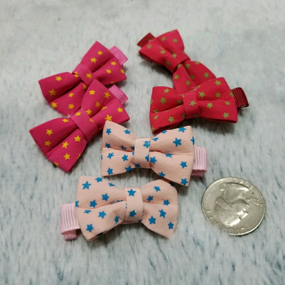 3 pairs of handmade bow hair clips