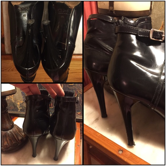 SALE🌷SZ 10-CHLOÉ BLACK LEATHER 4" ANKLE BOOTS - Picture 4 of 8