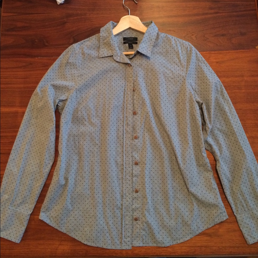 J Crew sz 12 chambray polka dot buttondown