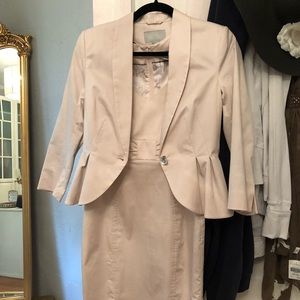 Light pale pink suit dress with blazer jacket