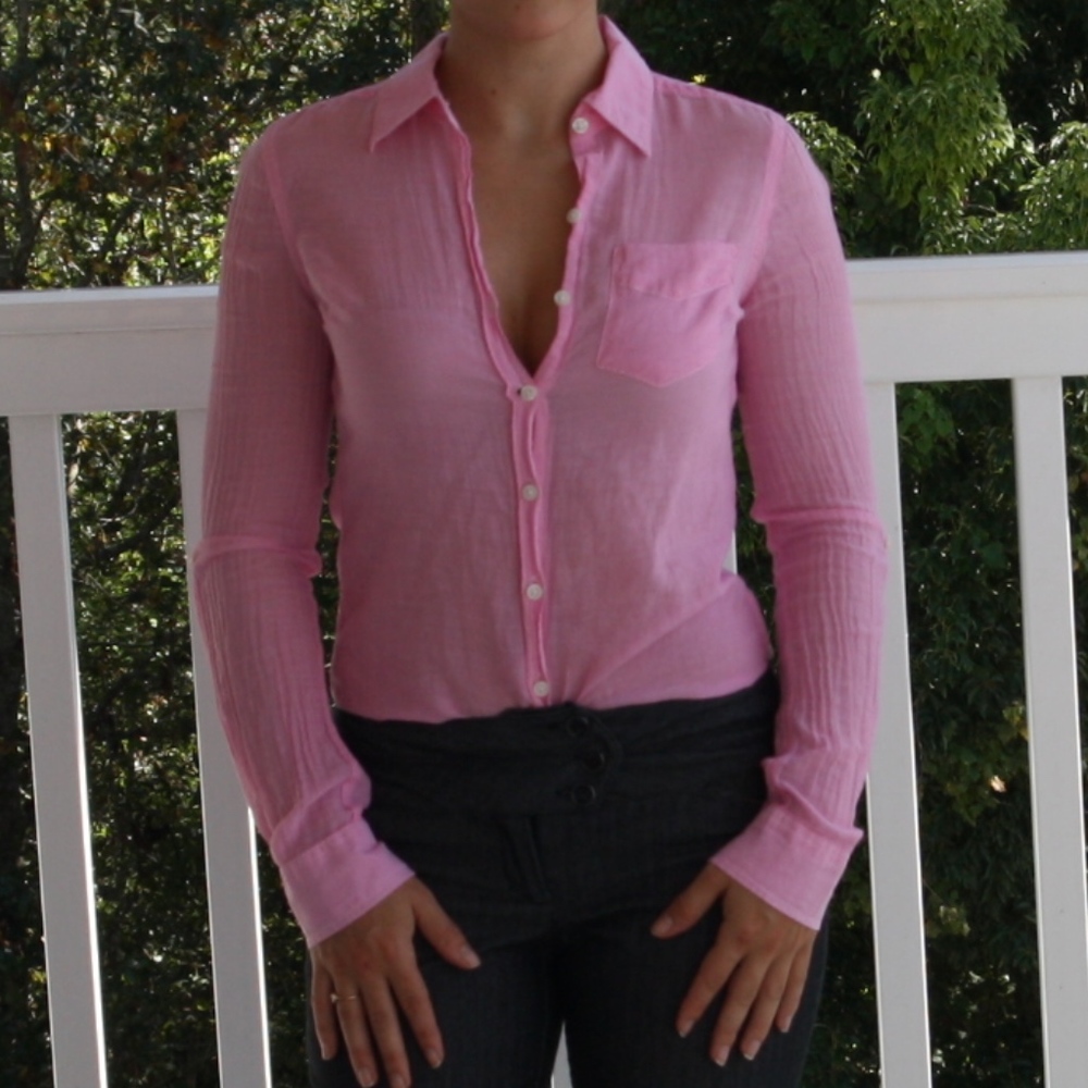 Pink Sheer Button Up - Picture 3 of 3