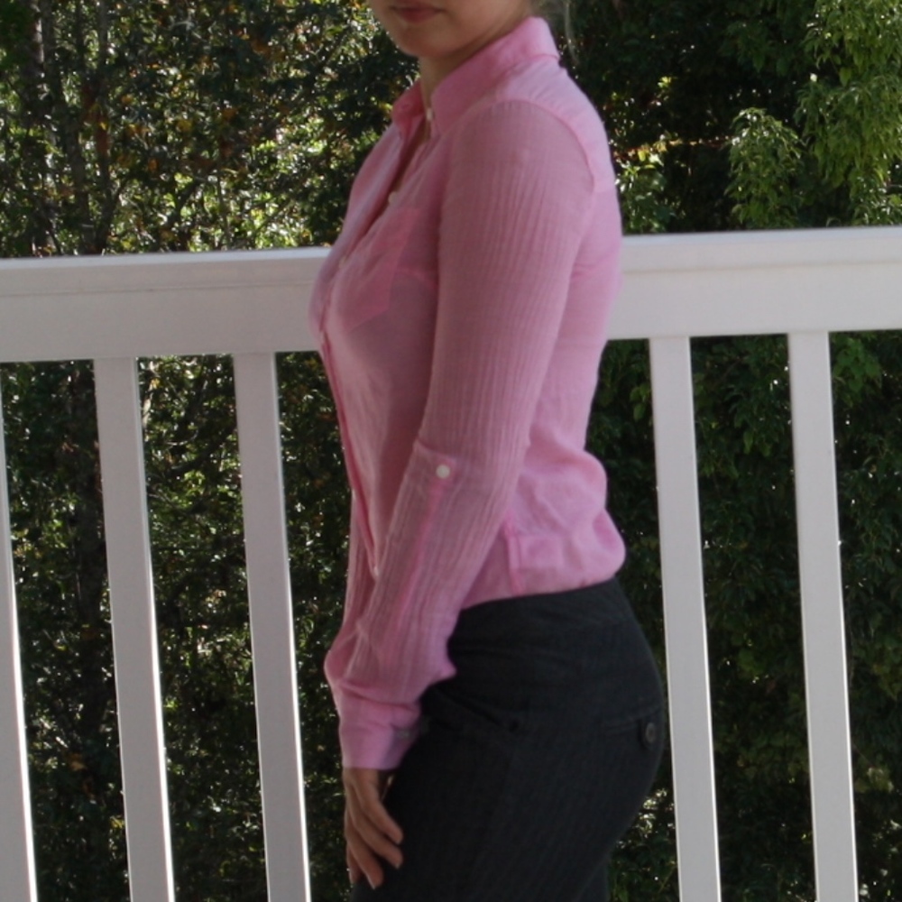 Pink Sheer Button Up - Picture 2 of 3